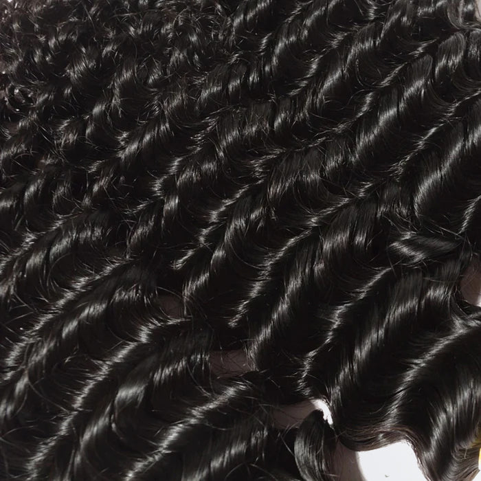 10"-30" Deep Curly Virgin Brazilian Hair #1B Natural Black