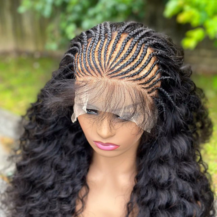 Tedhair 24 Inches 13"x4" Afro Style with 21 Braids Lace Front Wig 200% Density-100% Human Hair