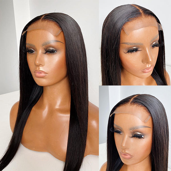 Natural Black Silky Straight 5x5 Lace Closure Wigs