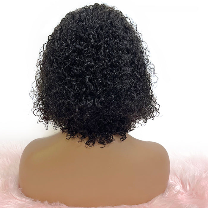 12 Inch 4"x4" Closure Wig #1B Water Wavy Side Part 150% Density Brazilian Virgin Hair