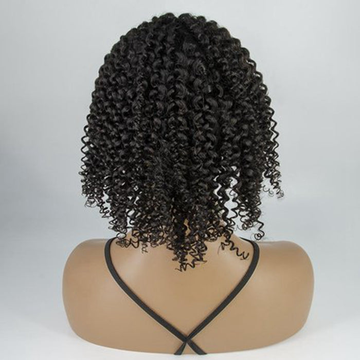12-18 Inch Grab-N-Go Headband Wigs 100% 1B# Kinky Curly Virgin Human Hair Wigs