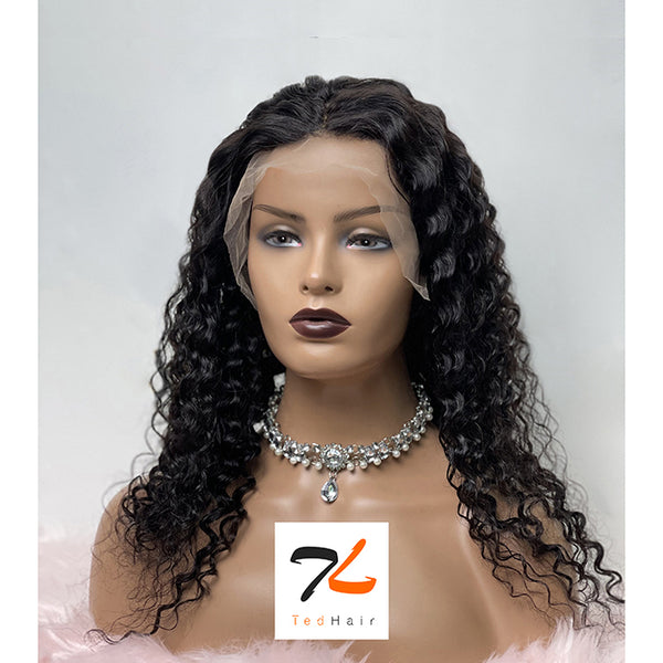 16-26 Inch Pre-Plucked 13"x4" Lace Front Deep Curly Wig Human Hair Free Part 150% Density