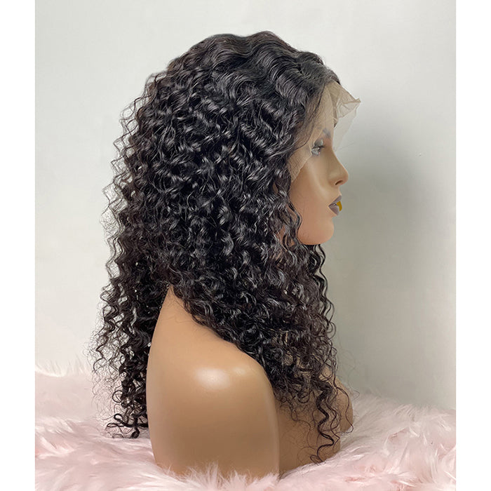 16-26 Inch Pre-Plucked 13"x4" Lace Front Deep Curly Wig Human Hair Free Part 150% Density