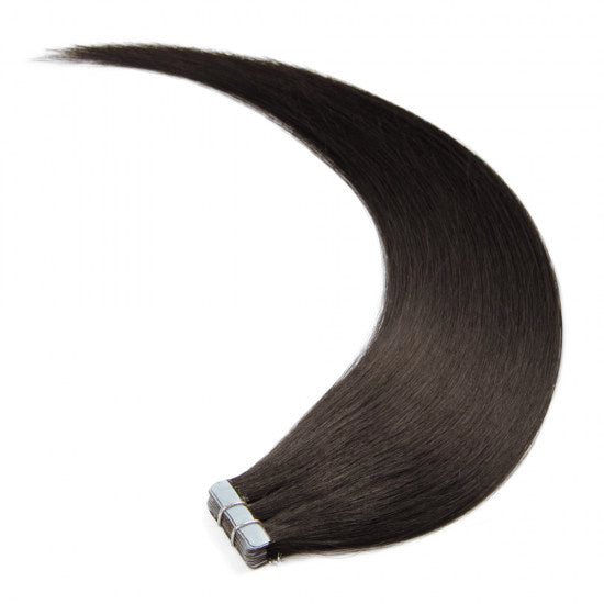 18-24 Inch Straight Tape In Remy Hair Extensions #2 Darkest Brown