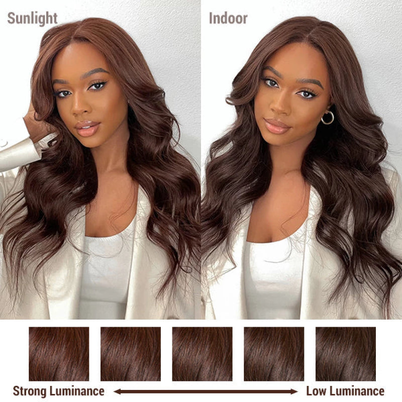 Tedhair 20 Inches 5x5 Chestnut Brown Loose Wave Glueless Long Mid Part Lace Closure Wigs 150% Density-100% Human Hair