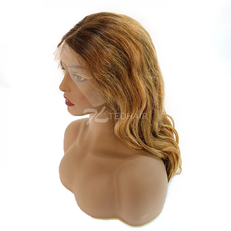 Tedhair 18 Inches 13x4 Pre-Plucked #T4/27 Body Wavy Lace Front Wigs-180% Density