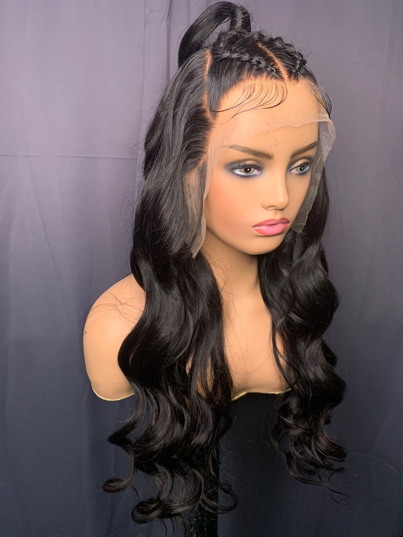 Tedhair 26 Inches 13x6 Pre Up-do Body Wave with Braids Lace Frontal Wig-180% Density