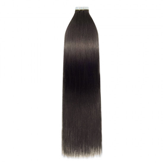 18-24 Inch Straight Tape In Remy Hair Extensions #2 Darkest Brown