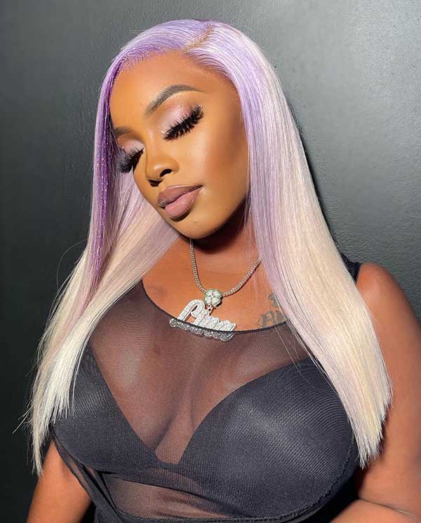 Tedhair 18 Inches 13x4 Barbie Purple Straight Lace Front Wig-200% Density