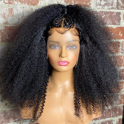 Tedhair 18 Inches 13x5 Afro Style with Heart Shaped Braids Lace Front Wig-250% Density