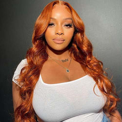 Tedhair 24/28 inches 13x4 Ginger Body Wave Lace Front Wig-200% Density
