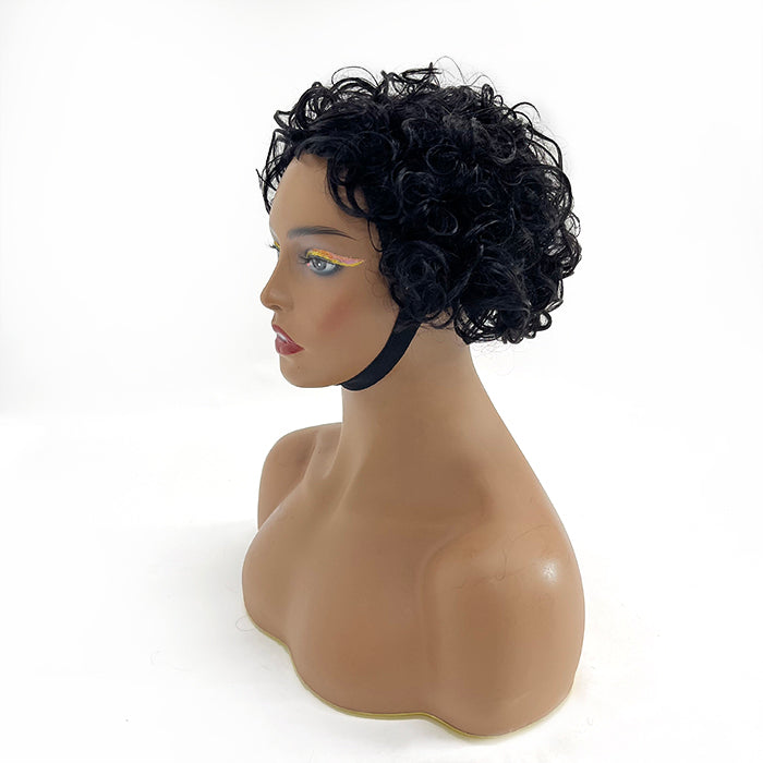 6 inch Lightweight Messy Rosy Curly Bang Glueless BOB Wig
