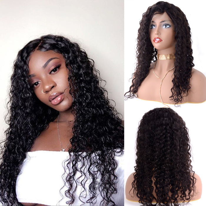 Frontal Lace Wig 150% Density Deep Curly Virgin Hair