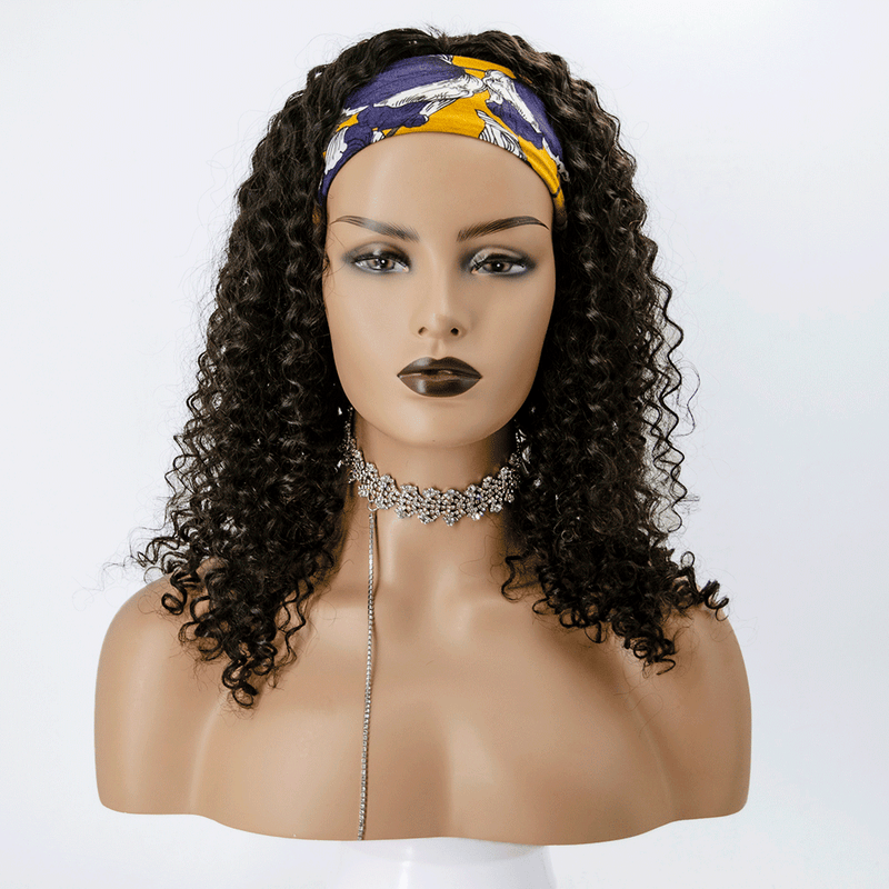 Grab-N-Go Headband Wigs 100% Deep Curly Virgin Human Hair Wigs