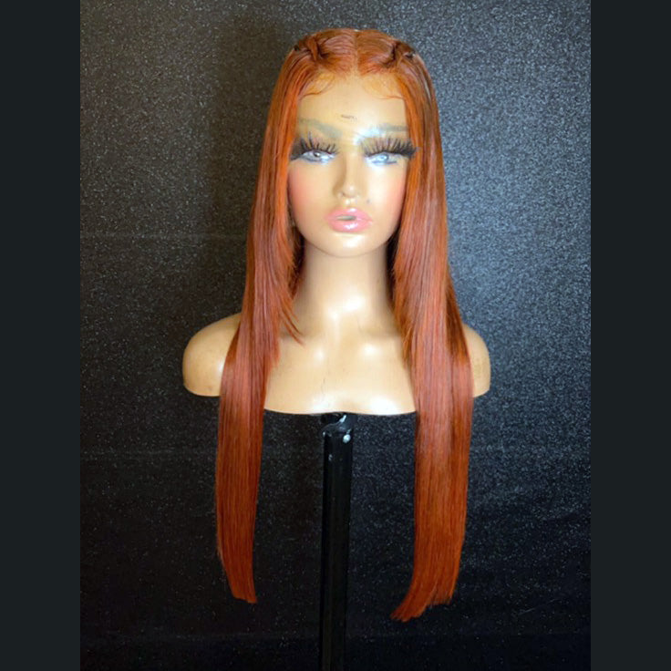 Tedhair 22 Inches 13x4 Orange Layered Straight Lace Front Wig-180% Density