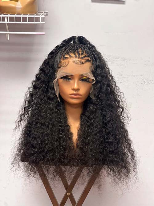 Tedhair 24 Inches 13x4 Pre Up-do with Braids Deep Curly Lace Front Wig-200% Density