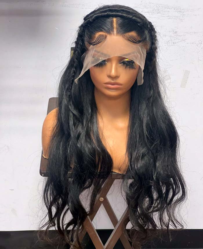 Tedhair 26/28/30 Inches 13x4 Gorgeous Body Wave with Braids Lace Front Wig-200% Density