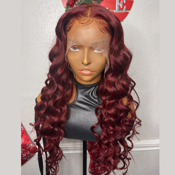 Tedhair 24 Inches 13x4 Red Body Wave Lace Front Wig-200% Density