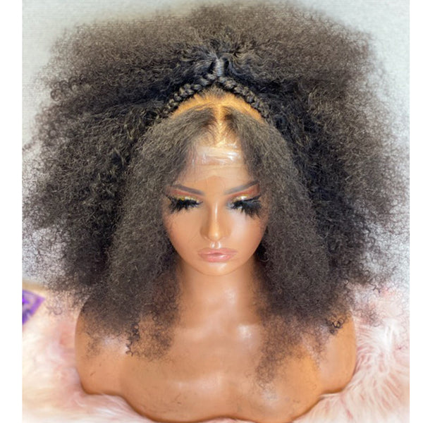 Tedhair 18 Inches 13x5 Afro Style with Braids and Ponytail Lace Front Wig-250% Density