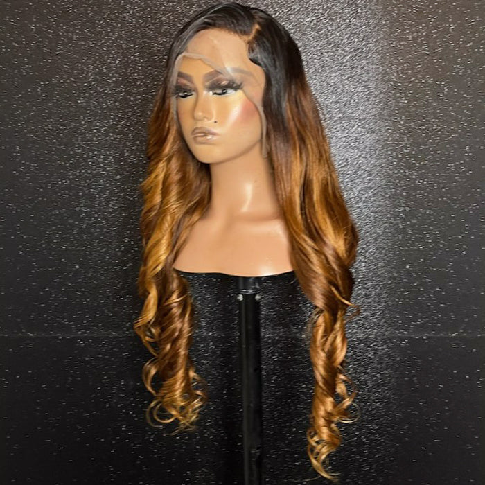 Tedhair 28/30/32 Inches 13x4 Ombre Body Wave Lace Front Wig-200 Density