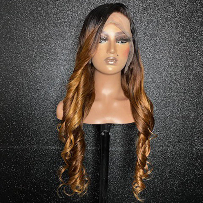Tedhair 28/30/32 Inches 13x4 Ombre Body Wave Lace Front Wig-200 Density