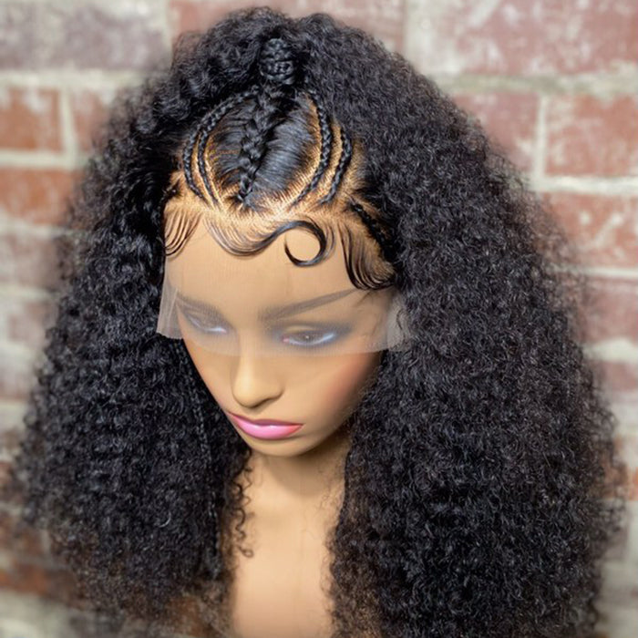 Tedhair 18 Inches 13x5 Afro Poofy Curly Style with Special Braids and Ponytail Lace Front Wig-250% Density