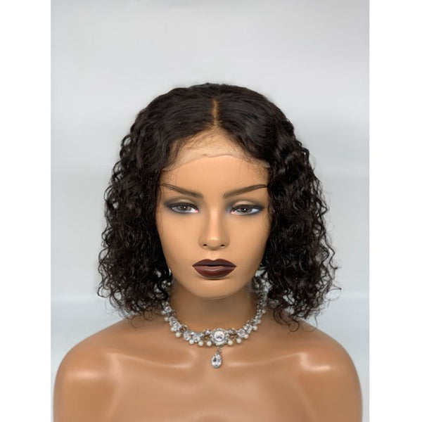 10-14 Inch Brazilian Virgin Hair 5"x5" Lace Closure Wig Water Wavy 180% Density