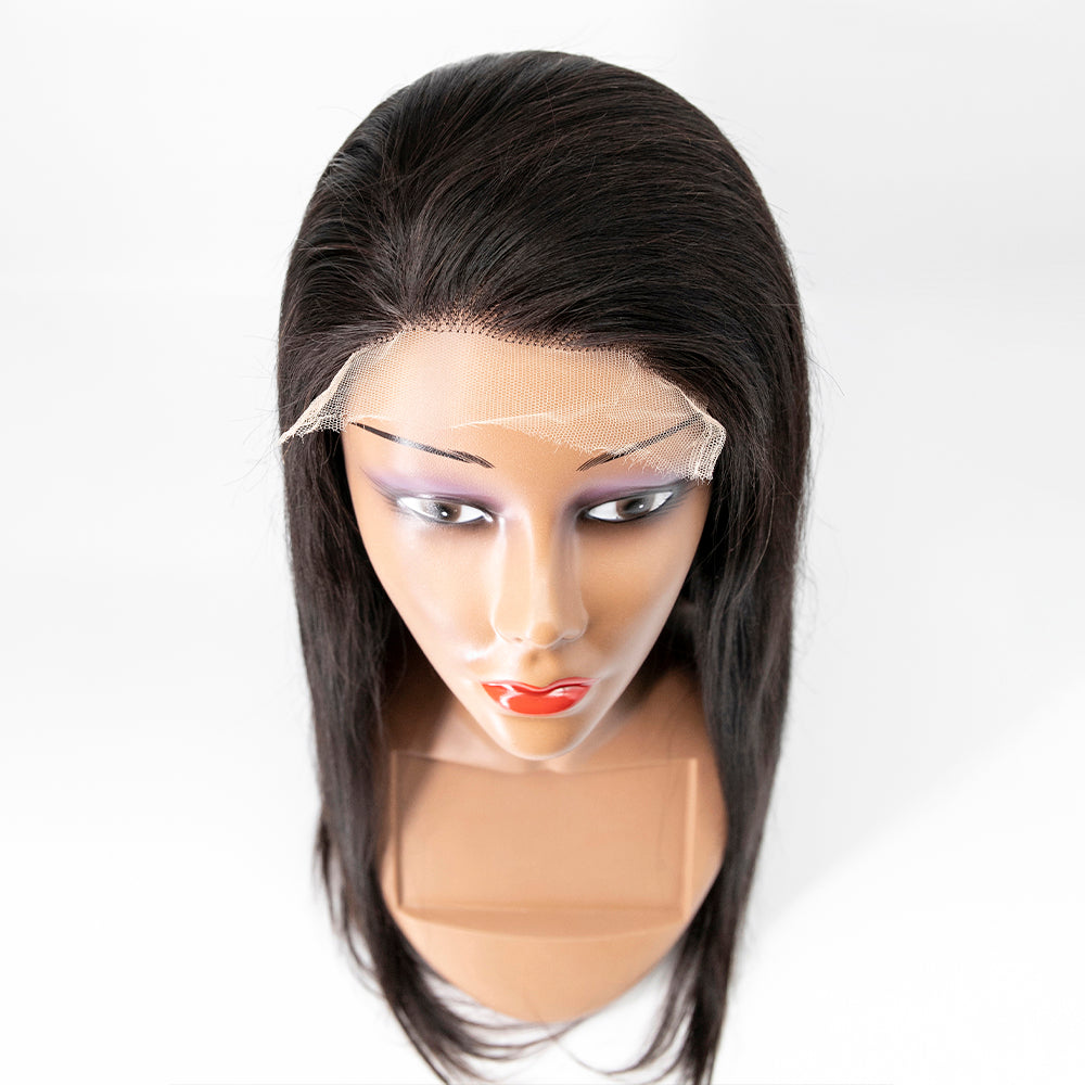 5x5 HD Closure Lace Wig Straight Hair 150% Density 14"-24" Natural Black Hair #1B