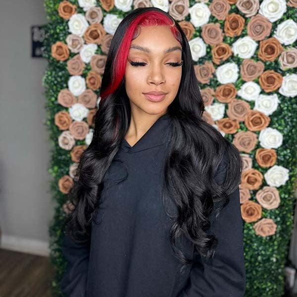 Tedhair 28/30/32 Inches 13x4 Highlight Red Body Wave Lace Front Wig-180% Density