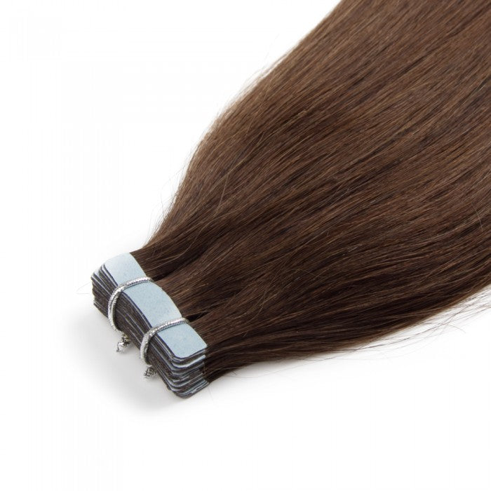 18-24 Inch Straight Tape In Remy Hair Extensions #4 Chocolate Brown