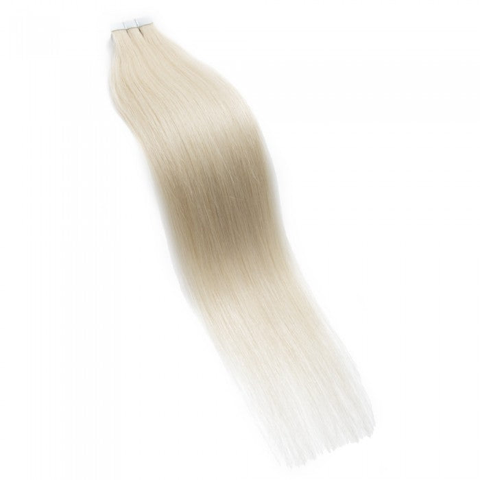 18-24 Inch Straight Tape In Remy Hair Extensions #60 White Blonde